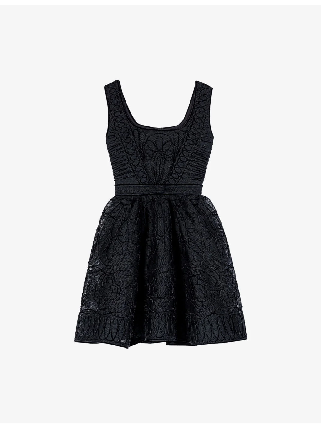 Floral-Embroidered Square-Neck Woven Mini Dress - 1