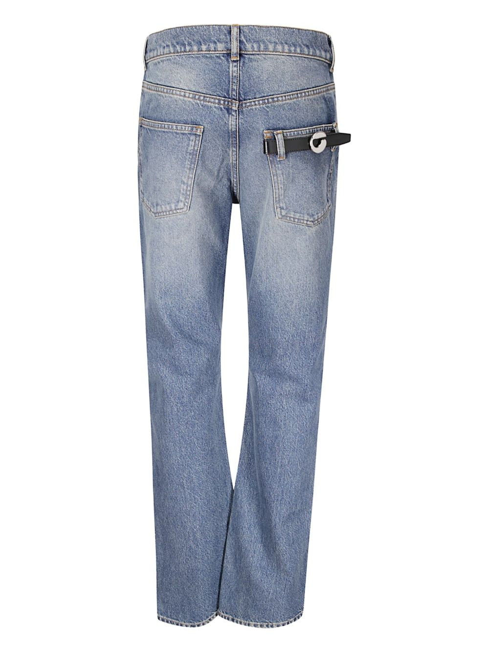 leather-belt pocket jeans - 2