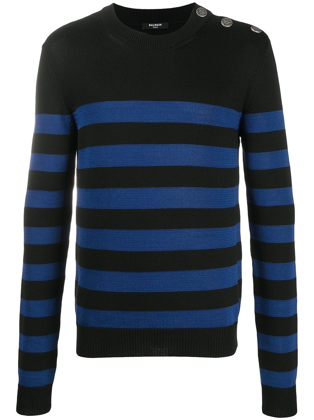 embossed buttons striped jumper - 1