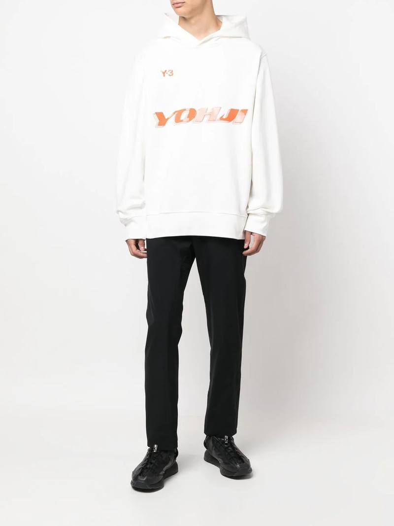 Y-3 logo-print cotton hoodie outlook
