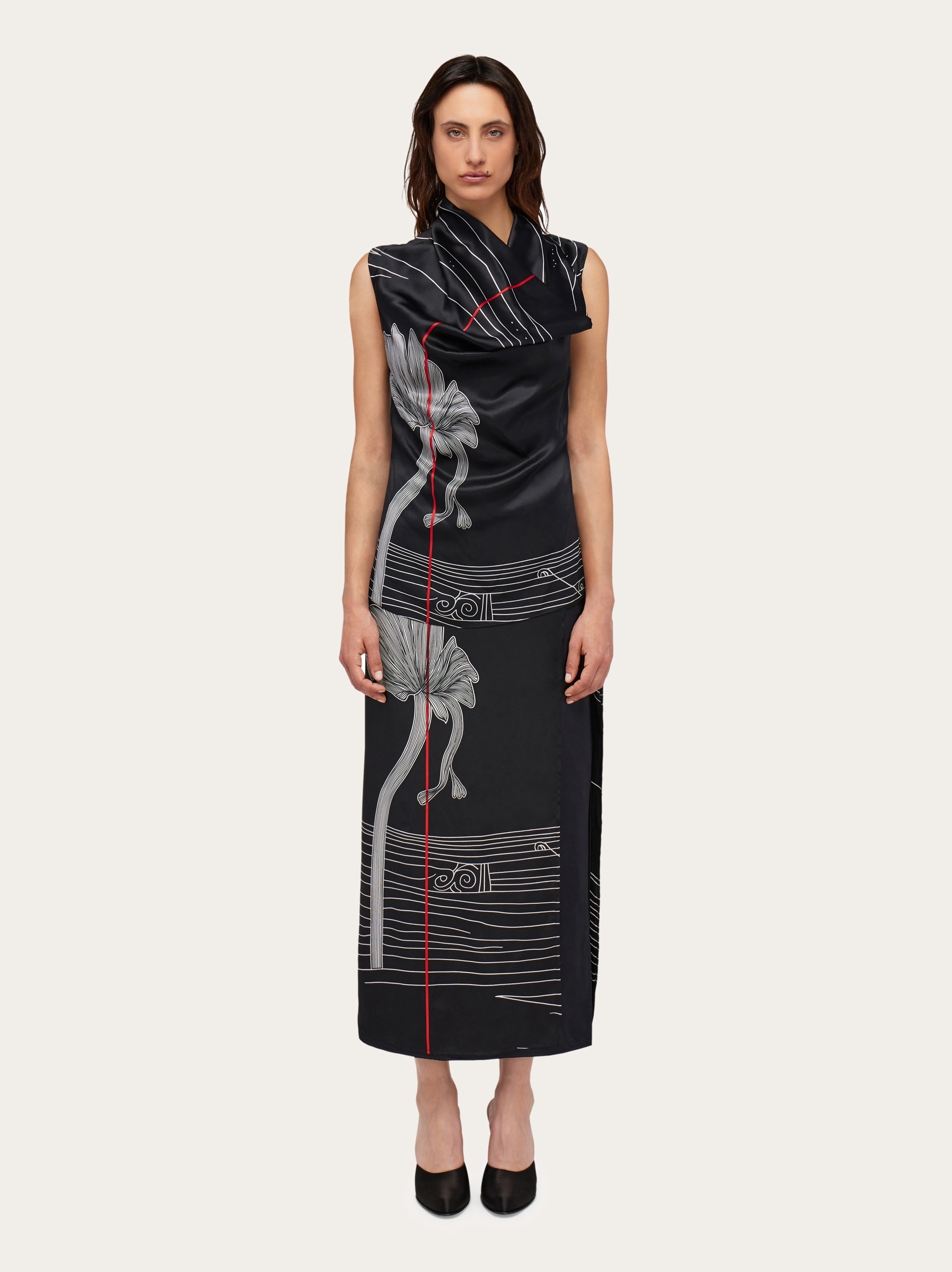 Printed silk longline skirt - 9