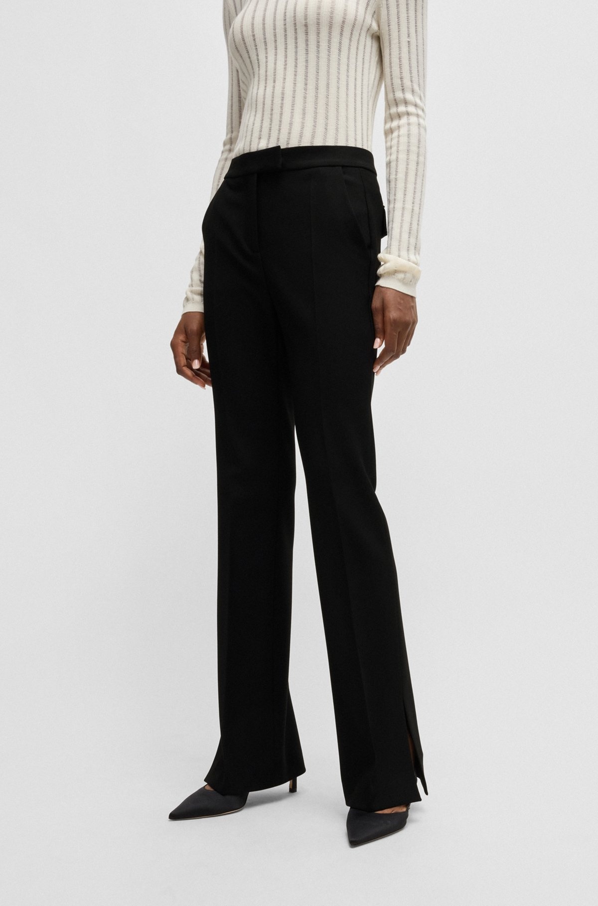 HIGH-WAISTED SLIM-FIT TROUSERS WITH FLARED LEG - 2