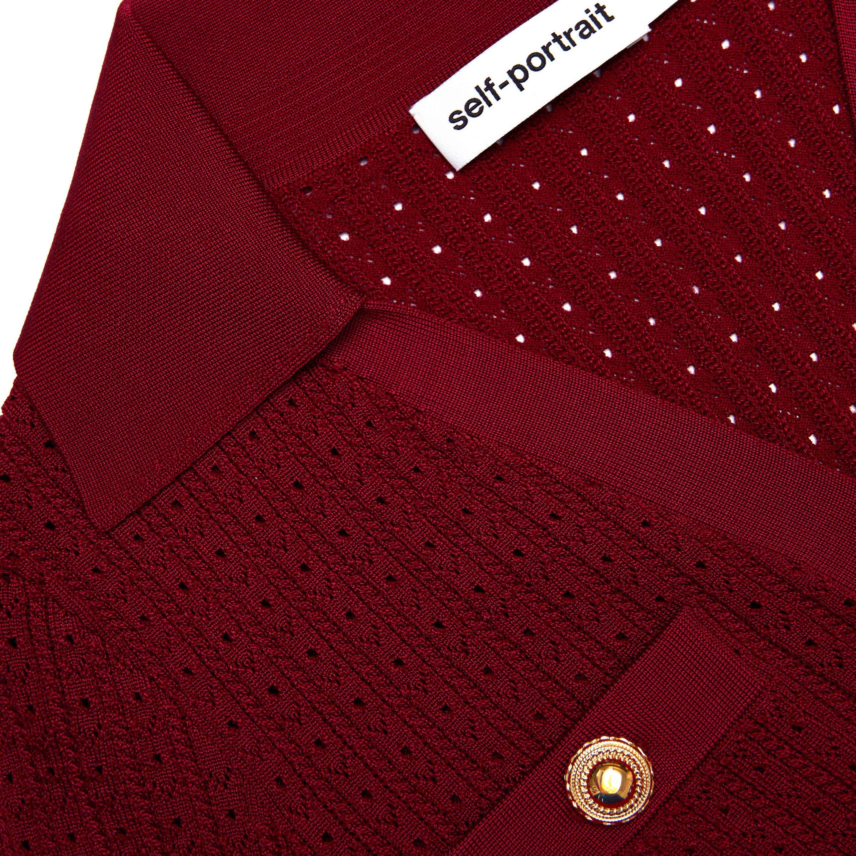 Burgundy Pointelle Knit Mini Dress - 5