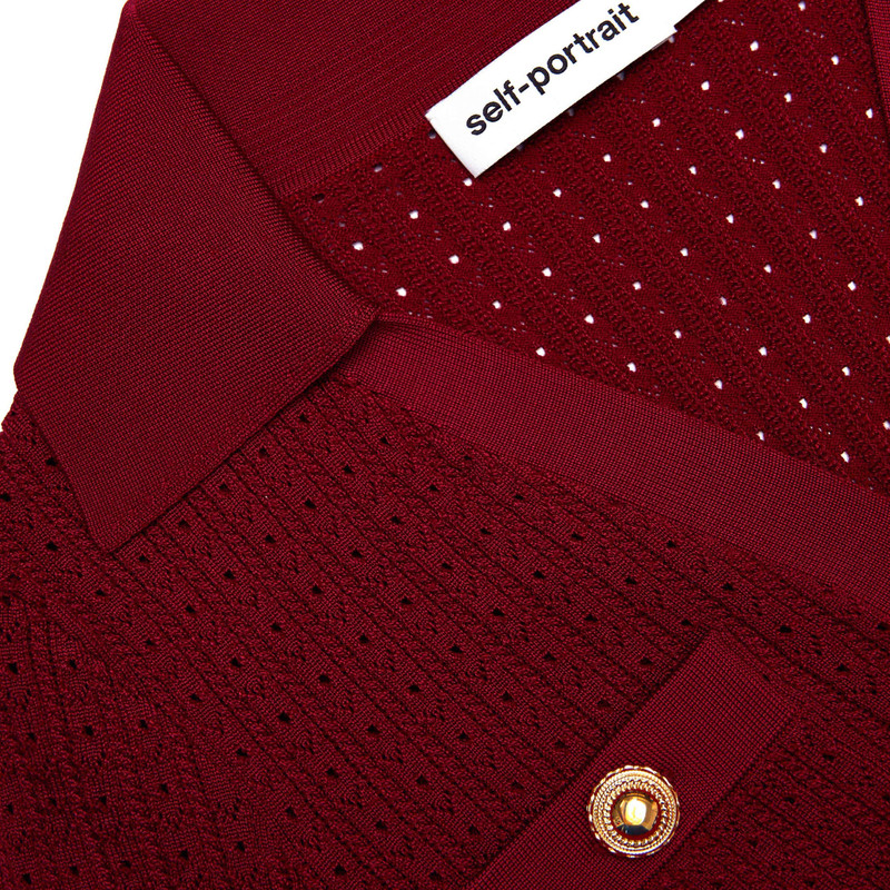 Burgundy Pointelle Knit Mini Dress 5