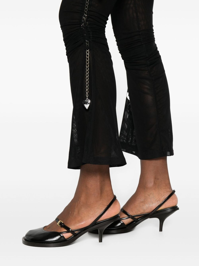 chain-embellished mesh flared trousers 5