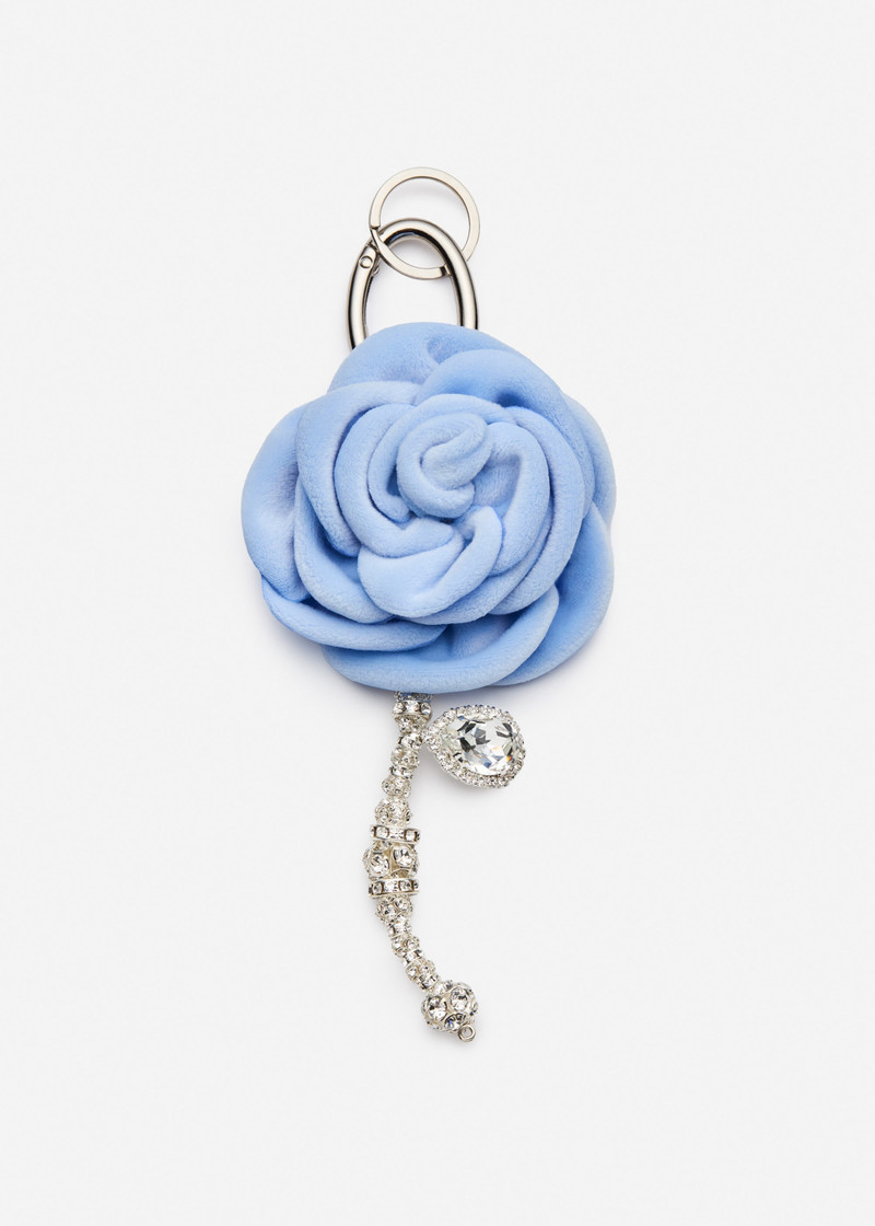 Velvet rose keychain in light blue 1
