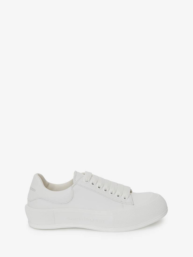Men's Deck Lace Up Plimsoll in White - 1