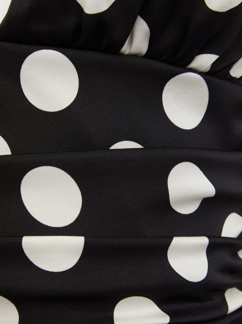 Polka dots print logo silk cropped top - 5