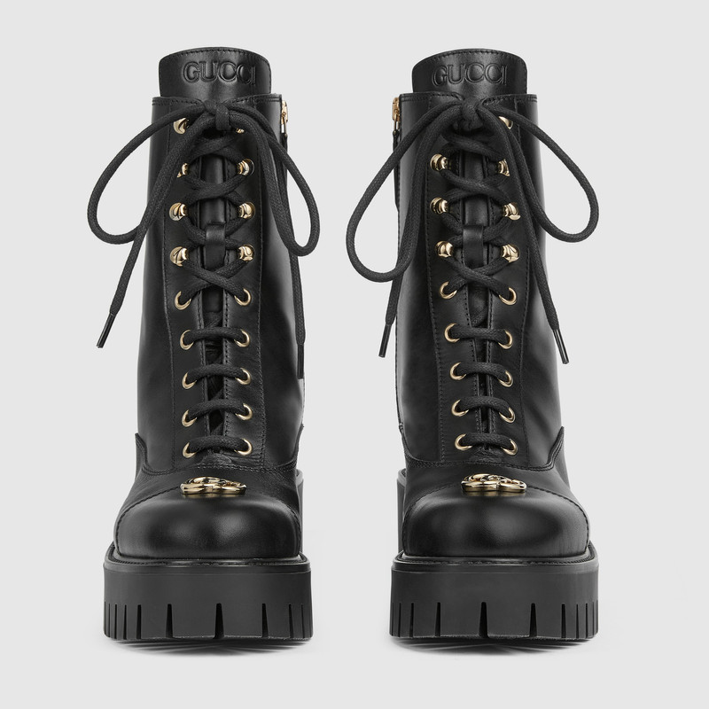 GUCCI Women's lace-up ankle boot with GG outlook