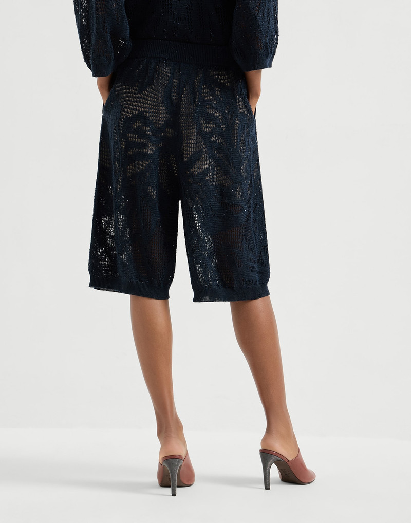 Dazzling water lillies Bermuda shorts in linen and cotton 3