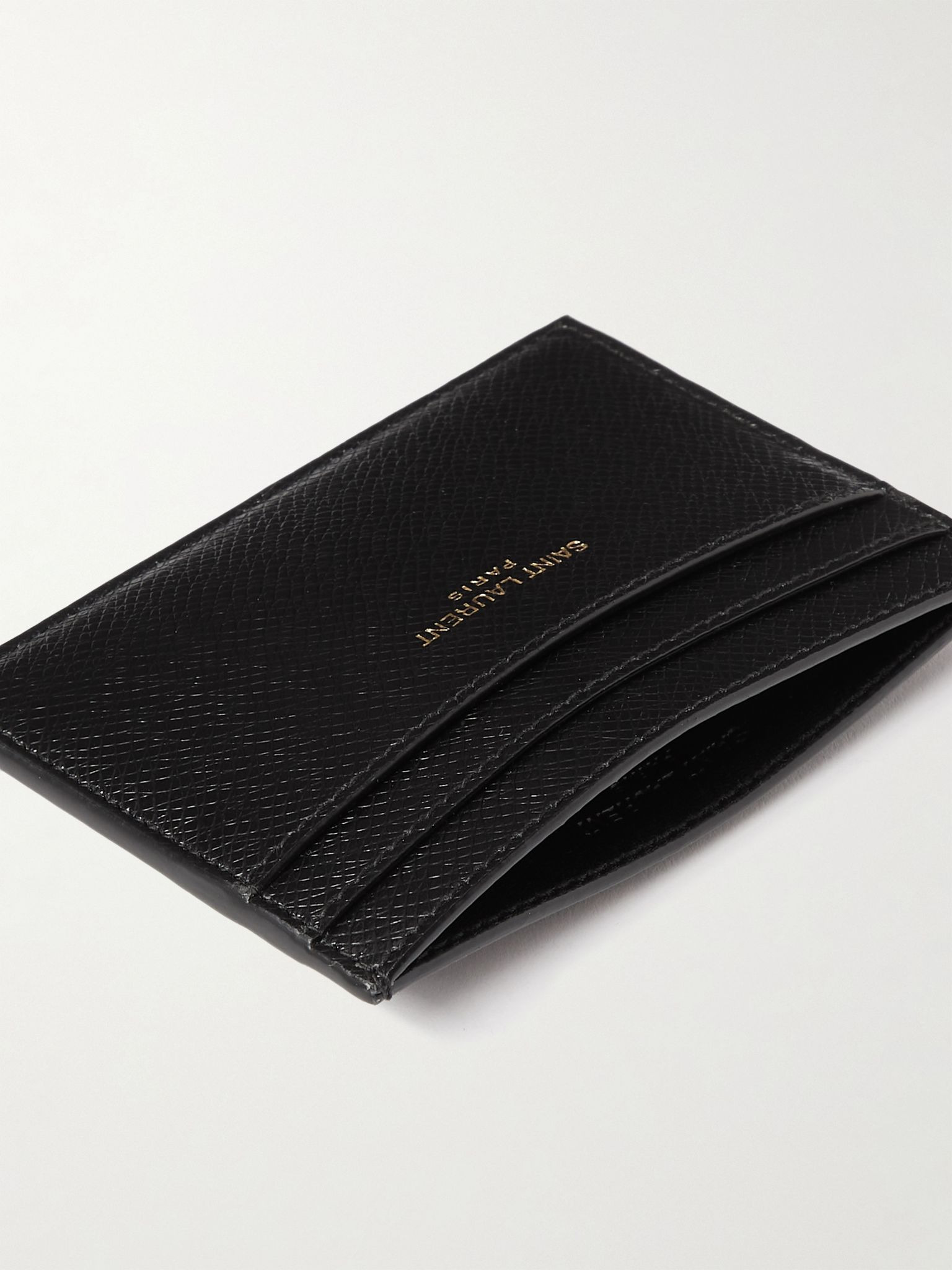 Logo-Print Upcycled Cross-Grain Leather Cardholder Black - 4