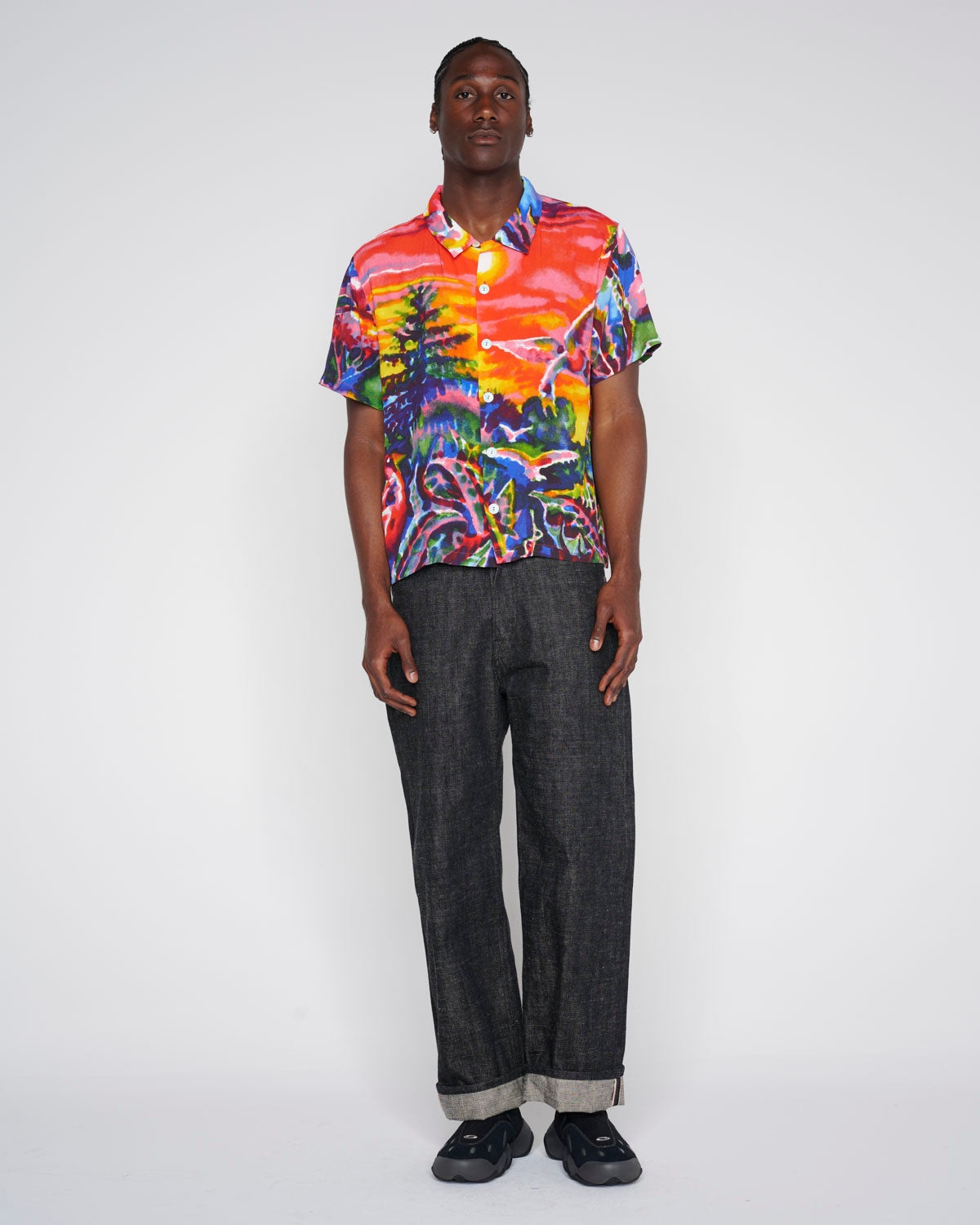 Forgotten Forest Short Sleeve Button Up Shirt - Red - 7