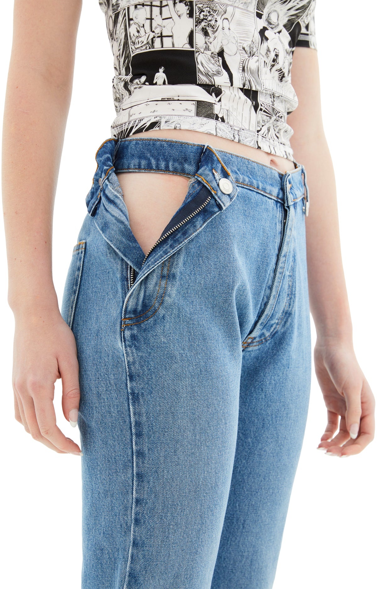 OPEN HIP JEANS (WASHED BLUE) - 2