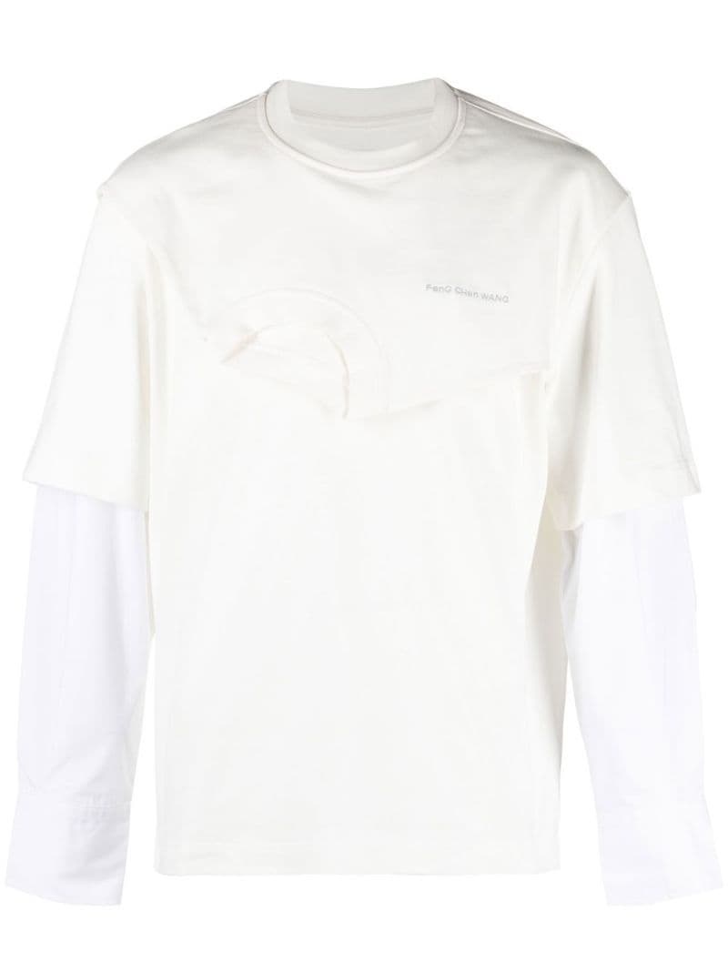 logo-embroidered layered sweatshirt - 1