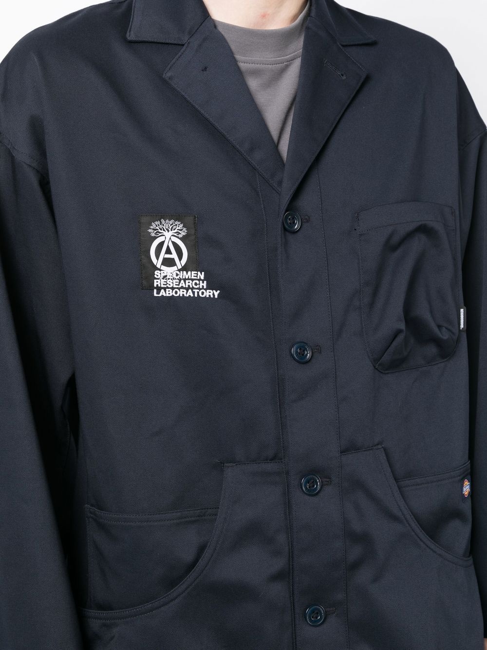 logo-patch single-breasted coat - 5