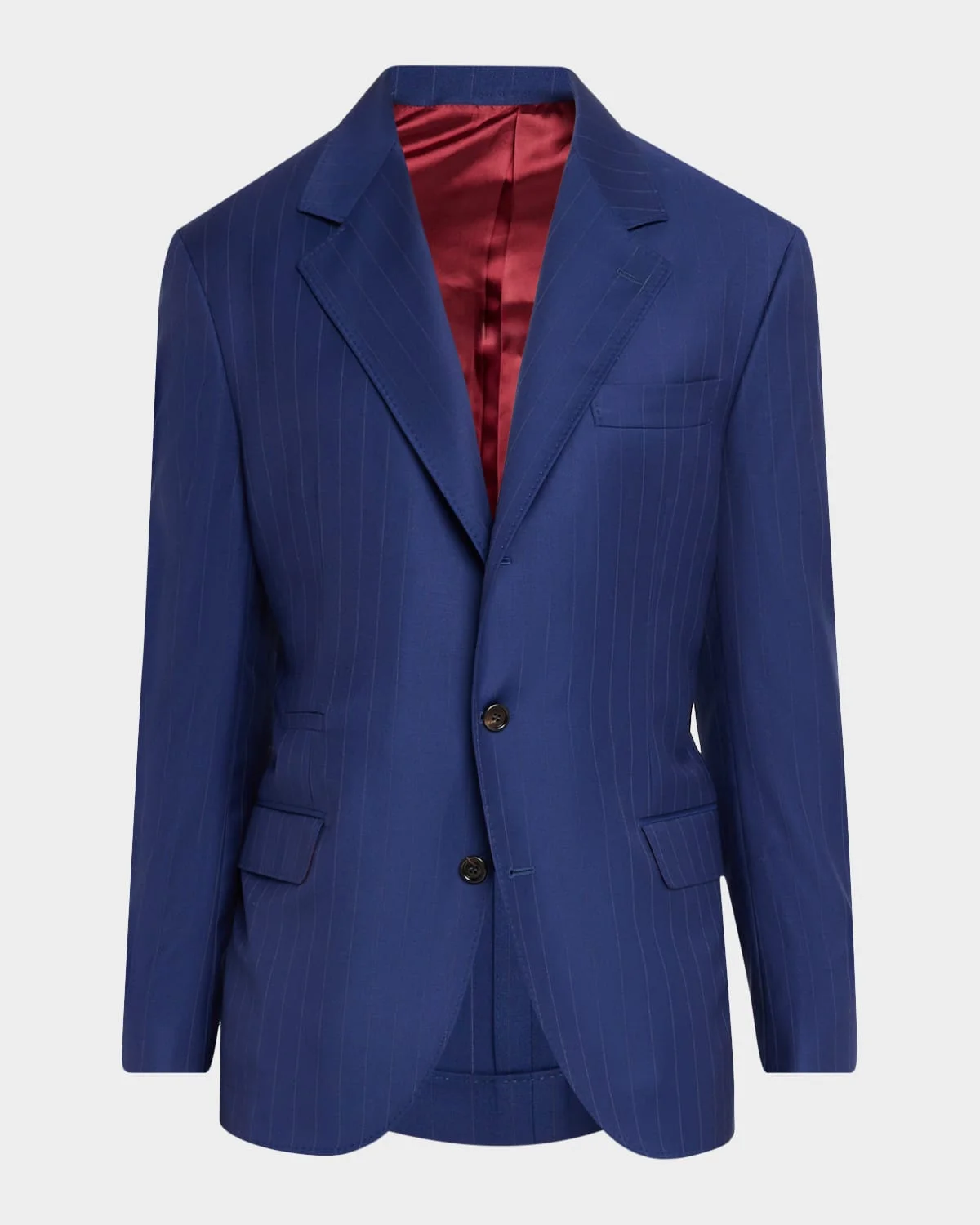 Pinstriped Linen-Blend Single-Breasted Suit - 1
