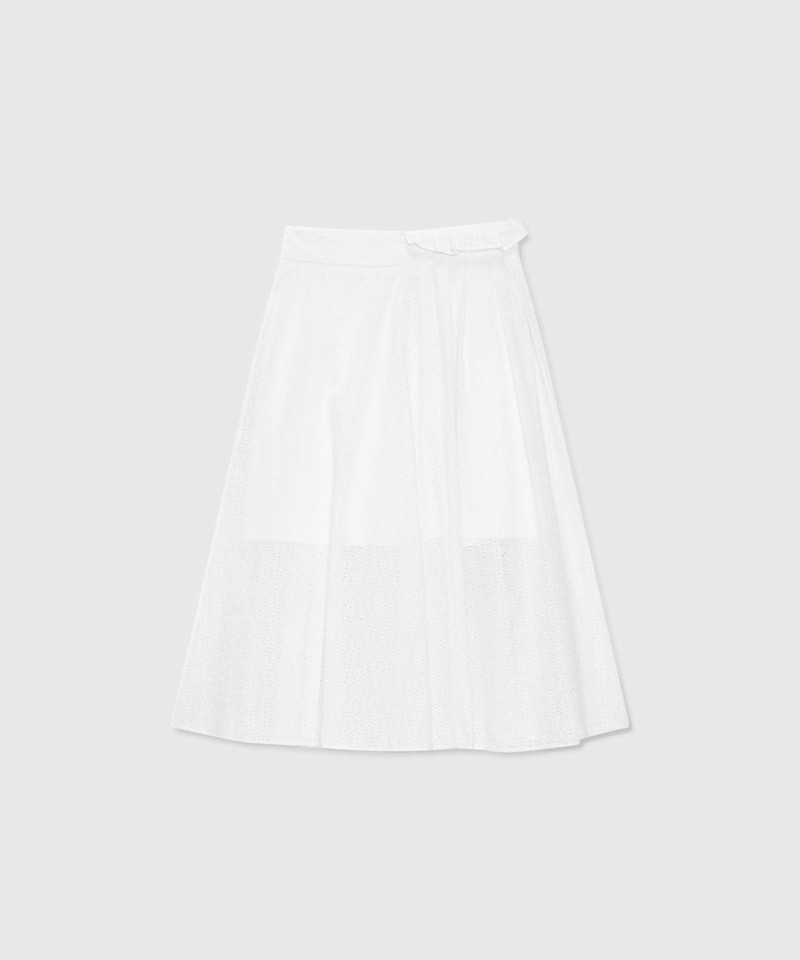 Off-white midi poplin skirt with Sangallo embroidery 1