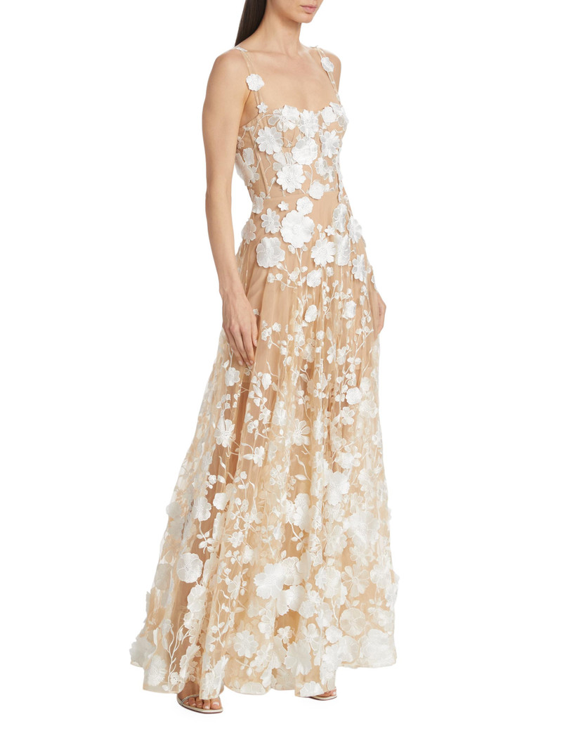 Women's Jasmine Embroidered Floral Gown - Cream 4