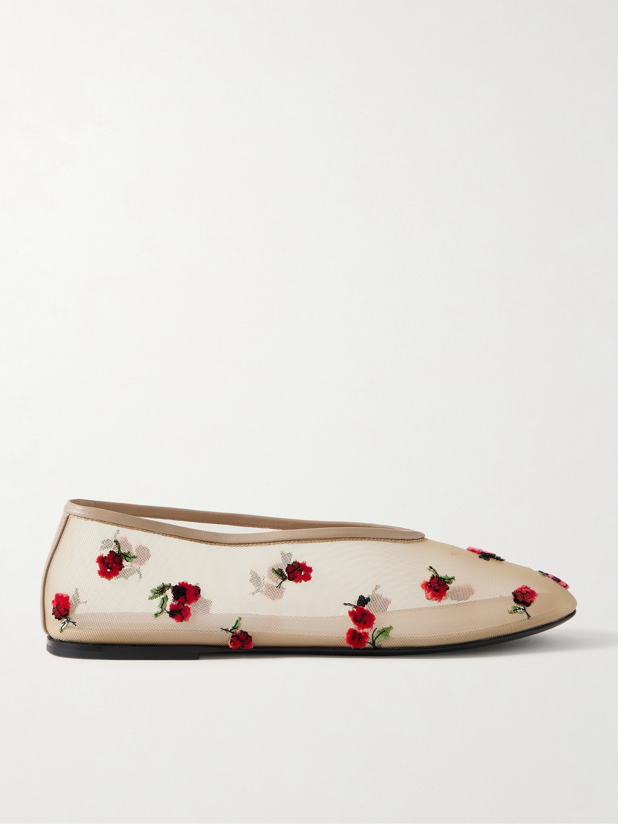 Marcy Embroidered Mesh Ballet Flats - 1