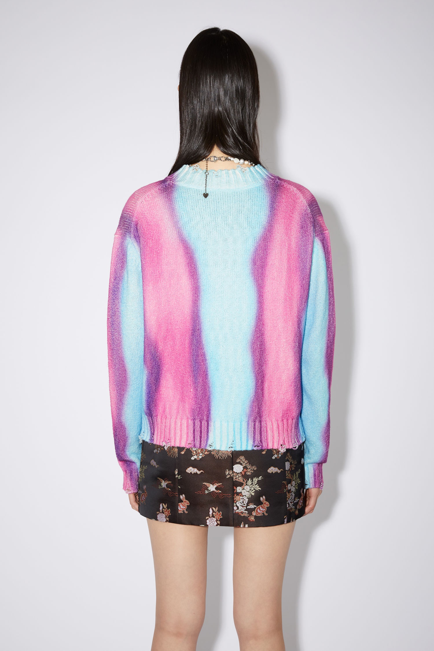 Crew neck sweater - Sky blue/pink - 3