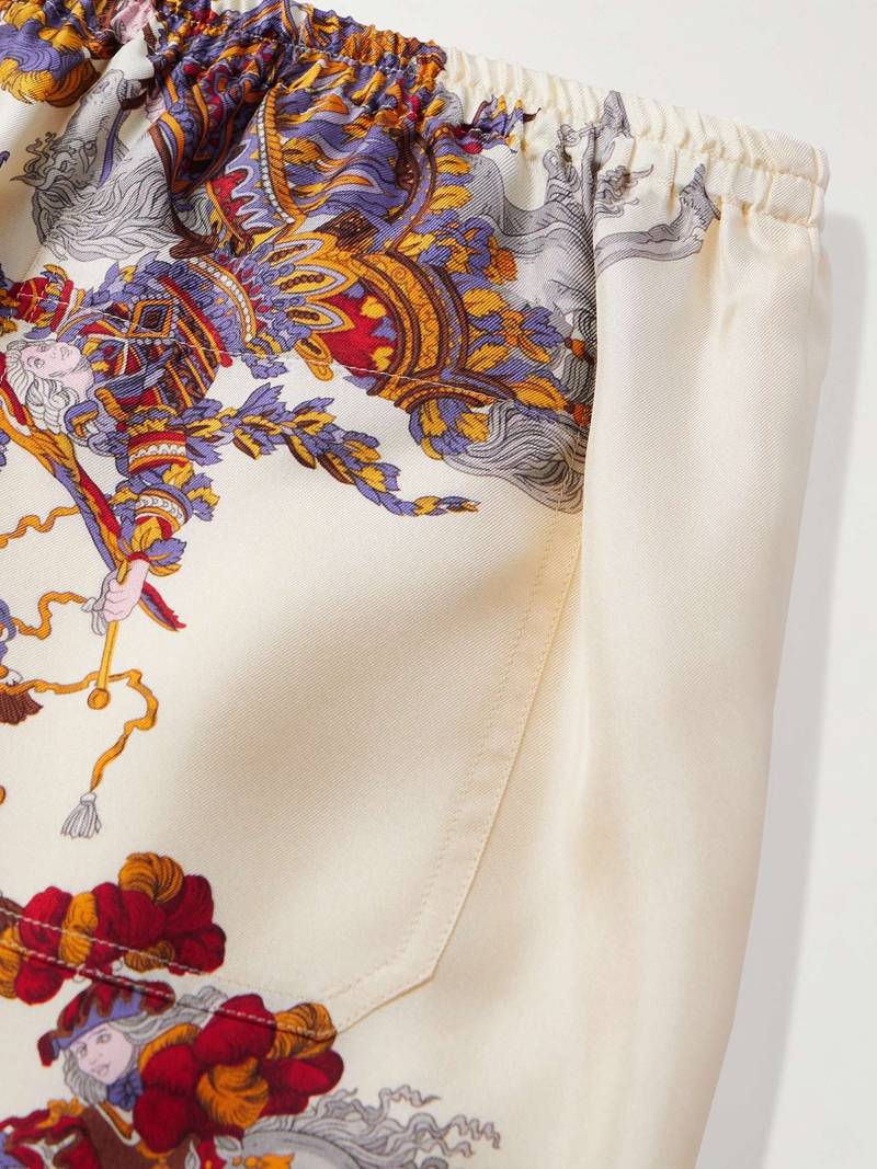 Straight-Leg Printed Silk-Twill Shorts 5
