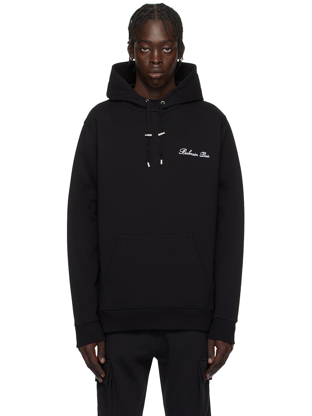 Black 'Balmain' Signature Hoodie - 1