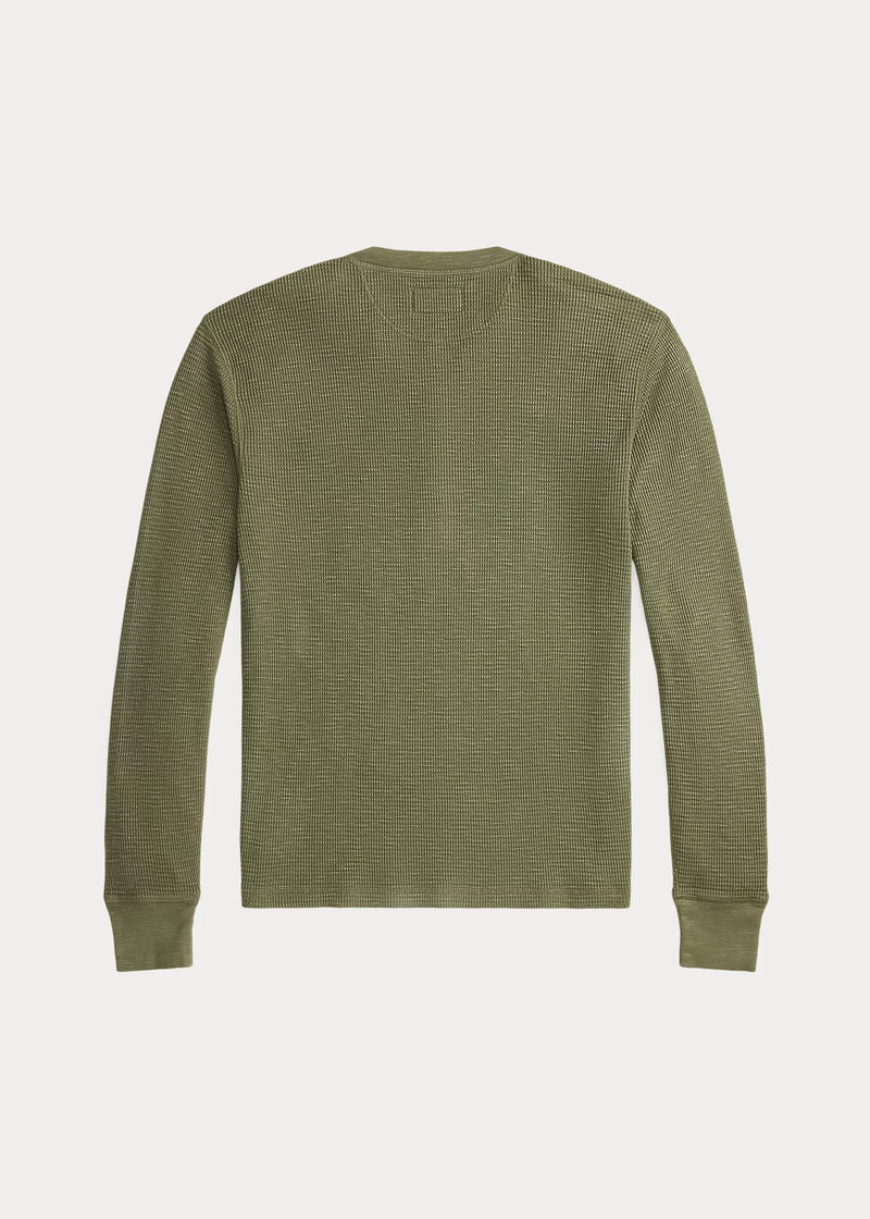 RRL by Ralph Lauren Garment-Dyed Waffle-Knit Henley Shirt outlook