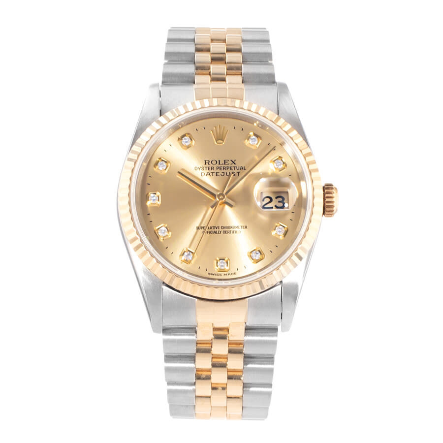 Pre-owned Rolex Datejust 36 Automatic Chronometer Diamond Champagne Dial Men's Watch 16233 CDJ - 2