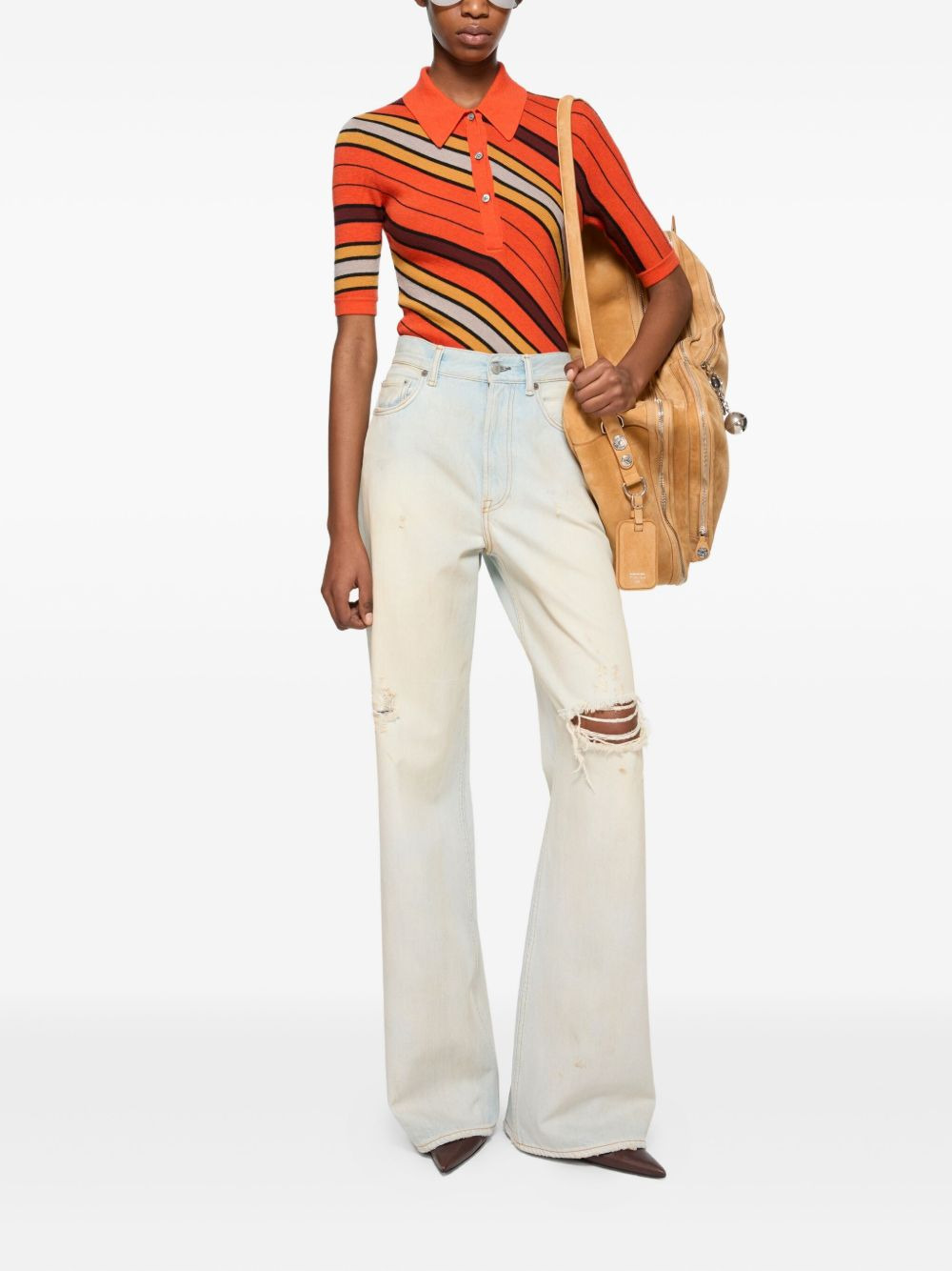 striped polo top - 2