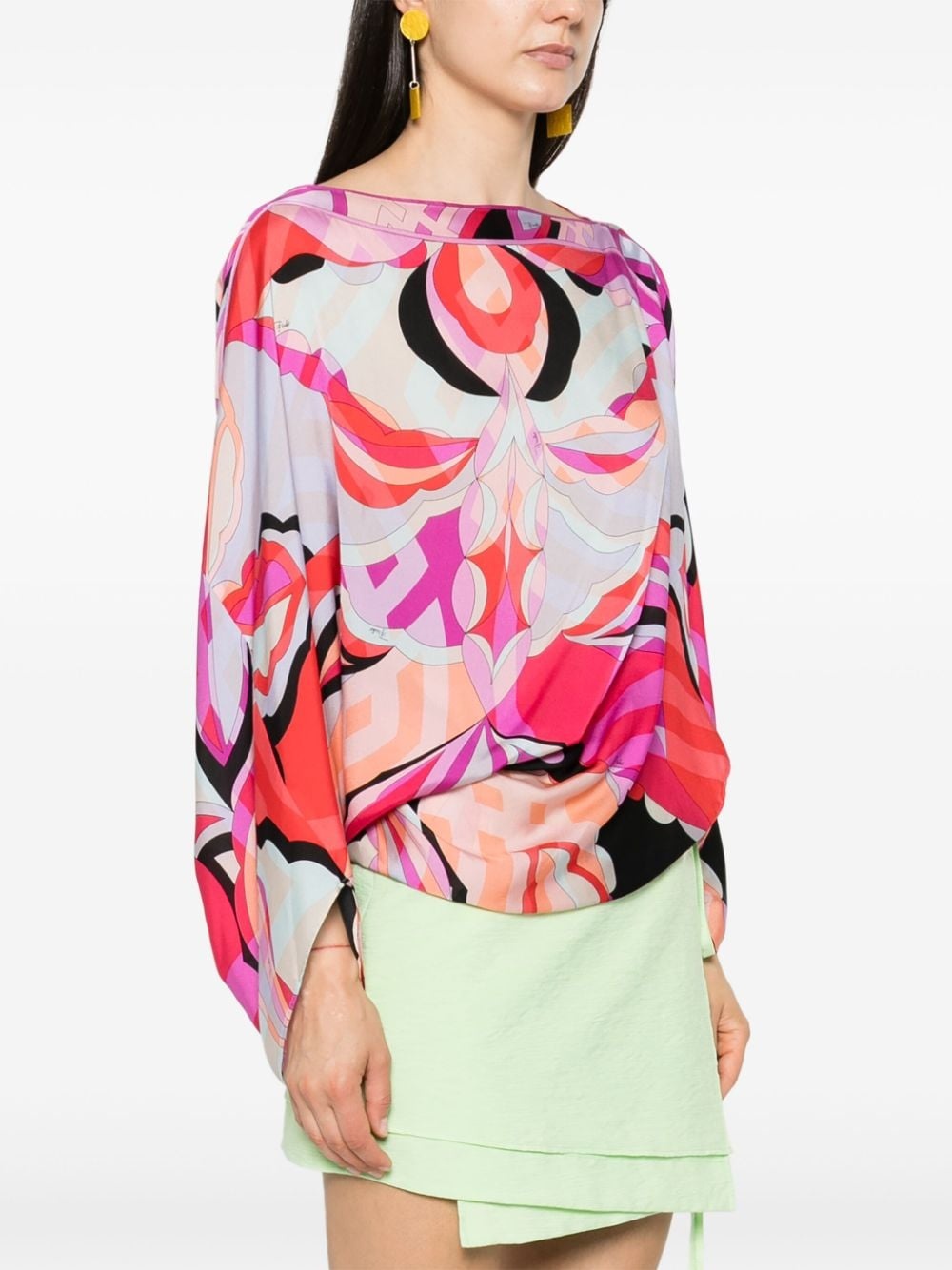 geometric-print silk top - 3