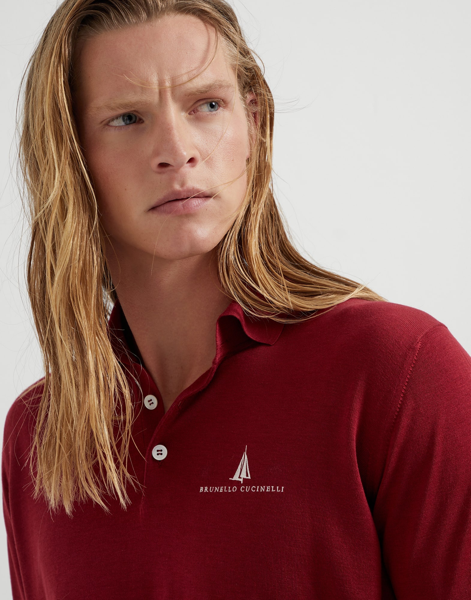 Silk and cotton lightweight knit polo shirt with embroidery - 3