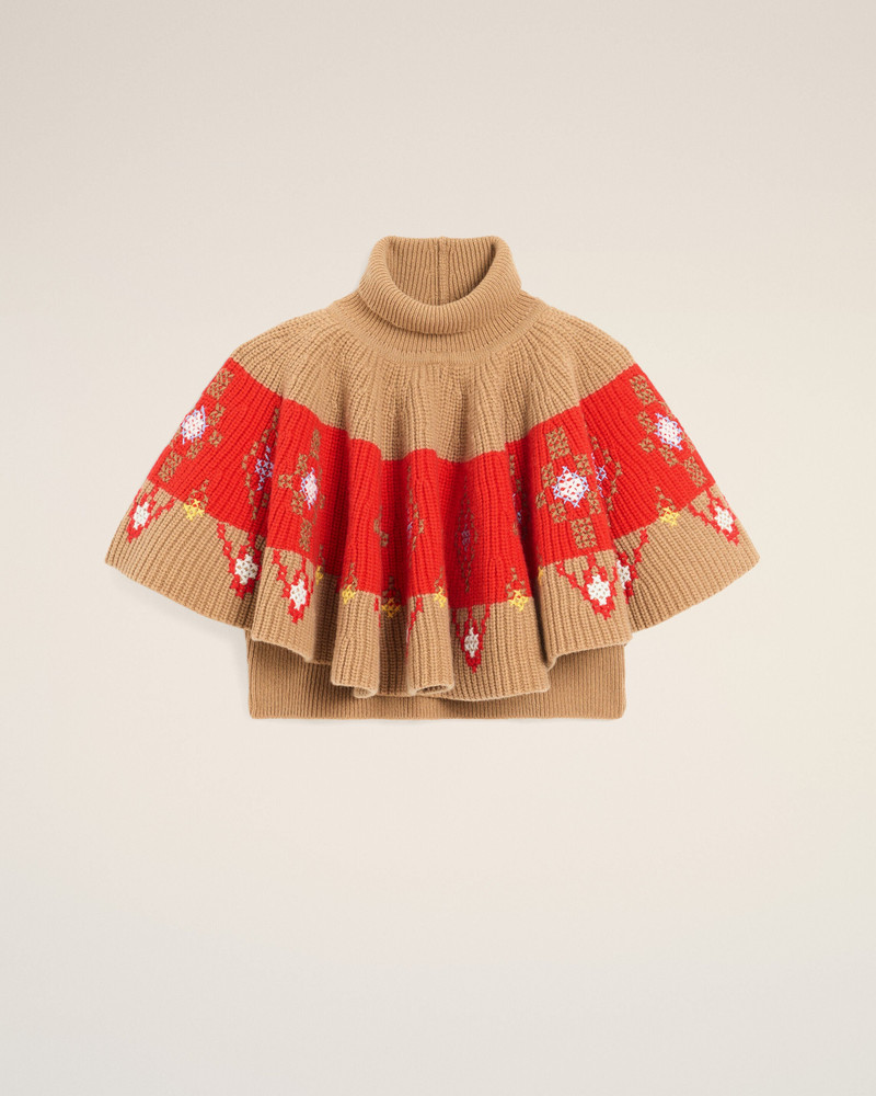 BROWN WOOL RUFFLE TOP 1