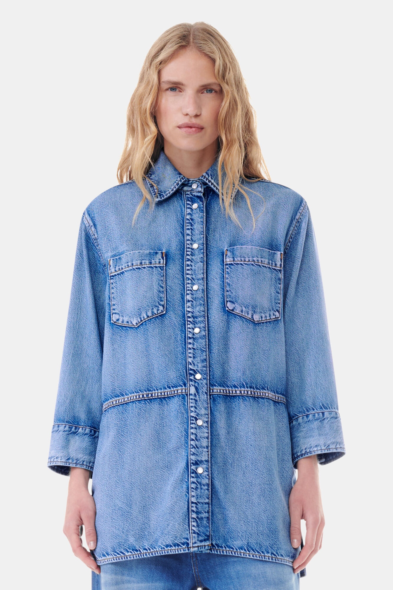 BLUE DENIM OVERSIZED SHIRT - 2