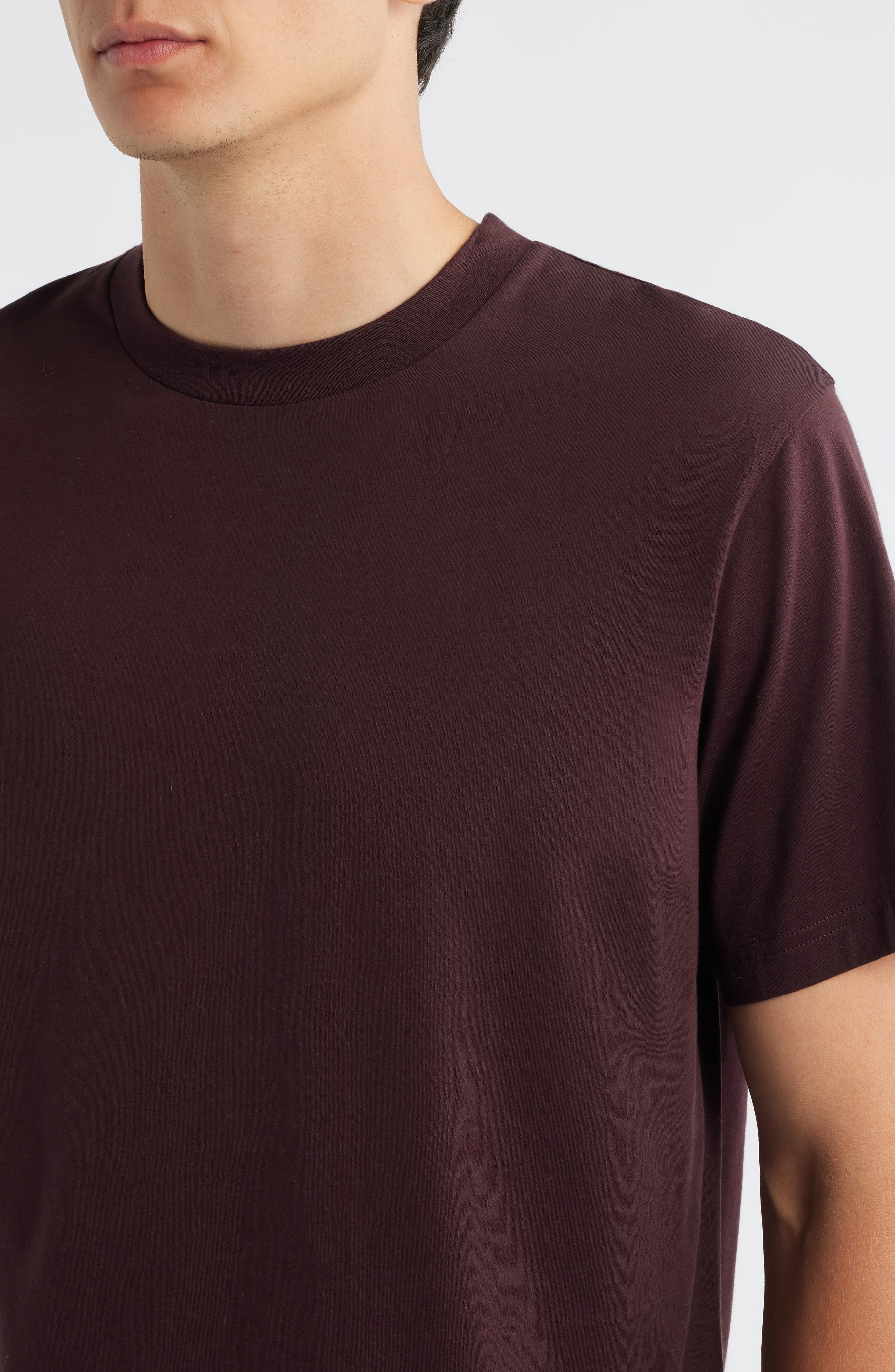 FRAME Short Sleeve Light Cotton Tee in Burgundy at Nordstrom - 4