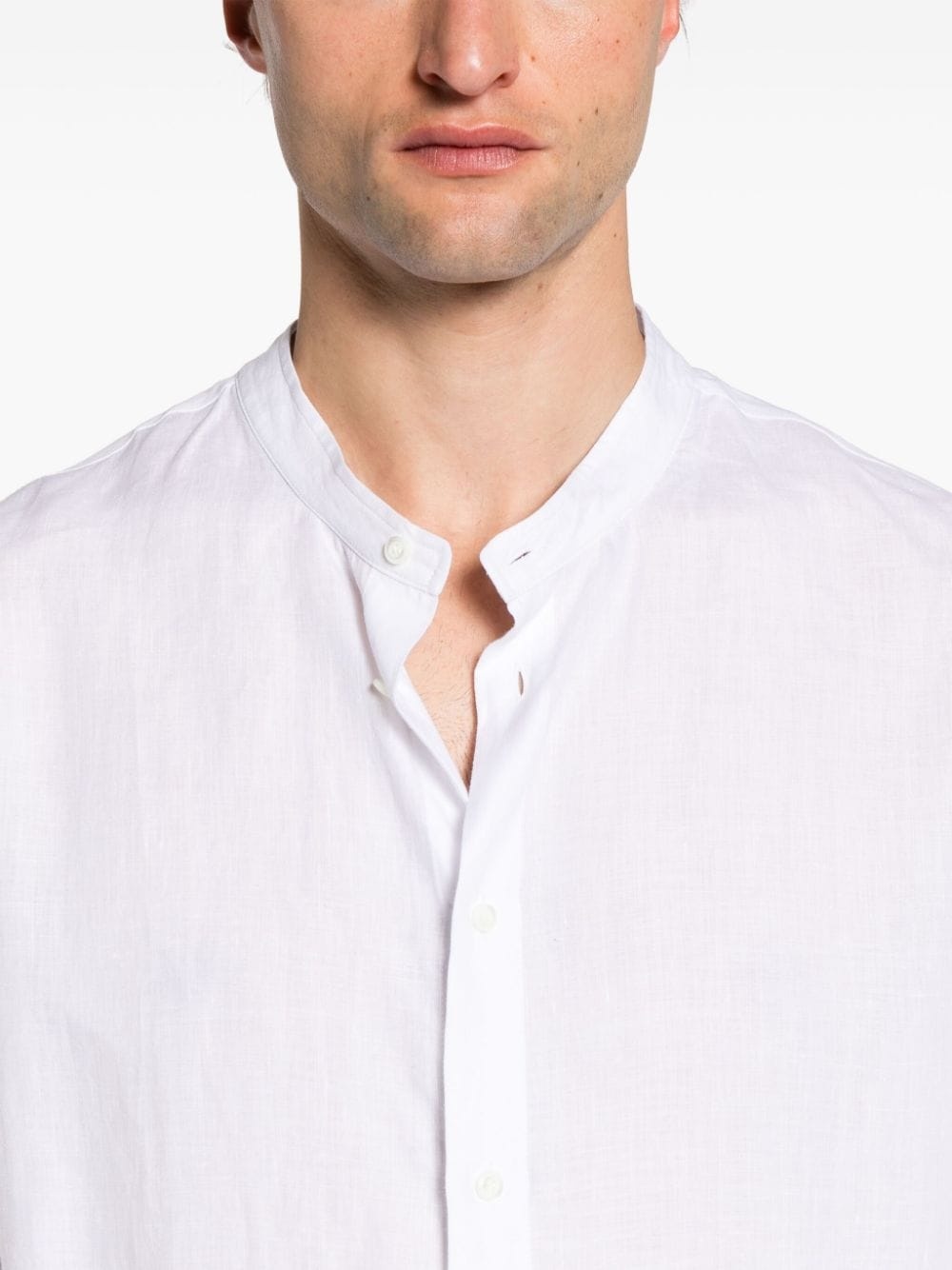 band-collar hemp shirt - 5