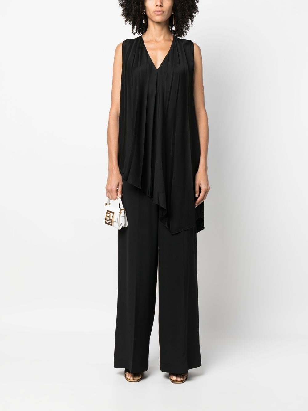 asymmetric pleated vest - 2