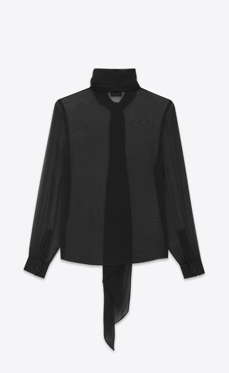 lavallière-neck shirt in crepe muslin 5