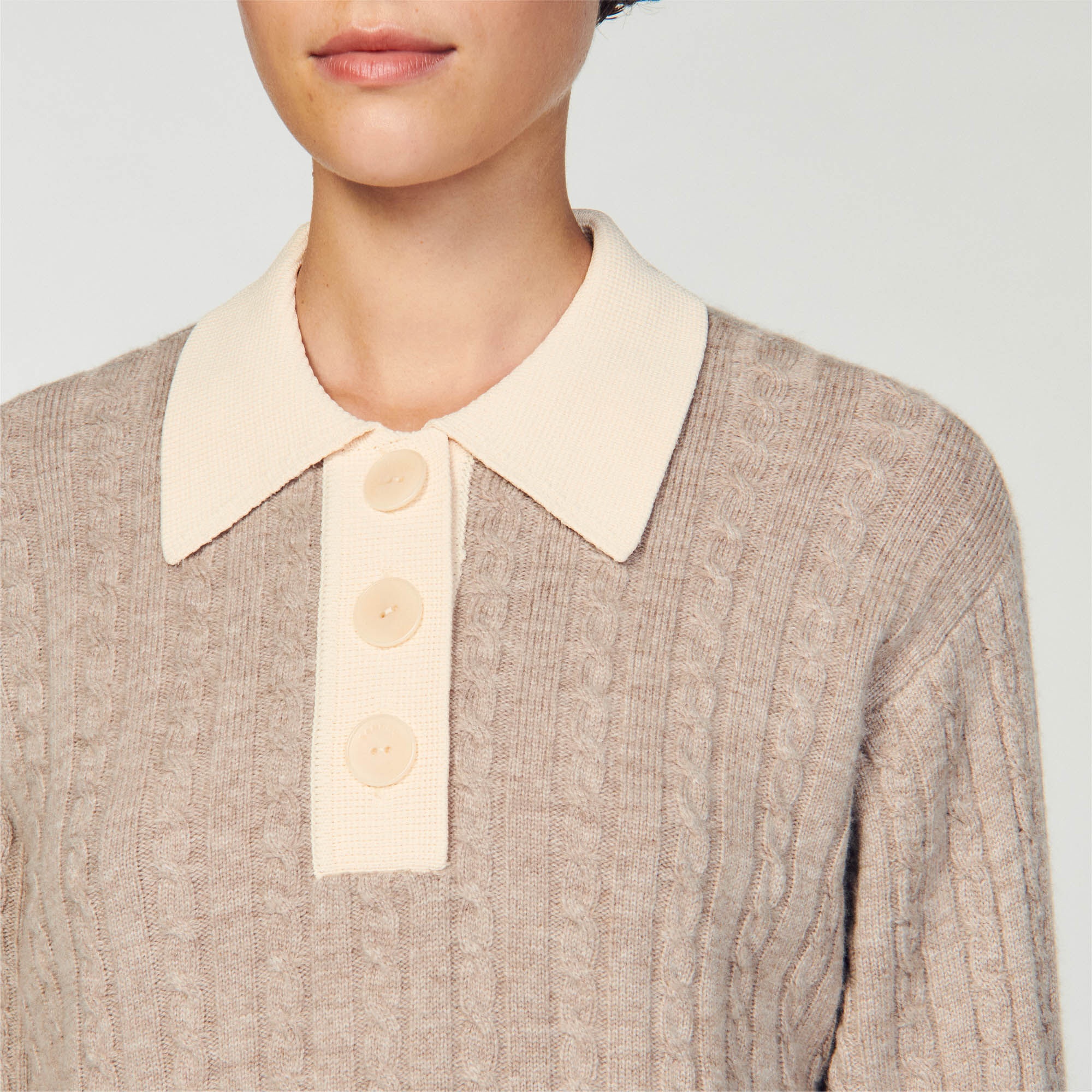 CROPPED CABLE-KNIT SWEATER - 4