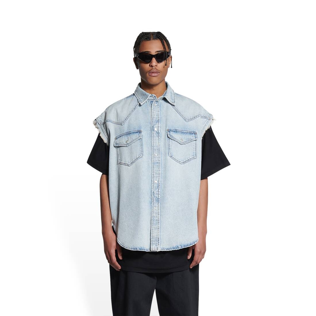 Men's Raw Cut Shirt in Blue - 5