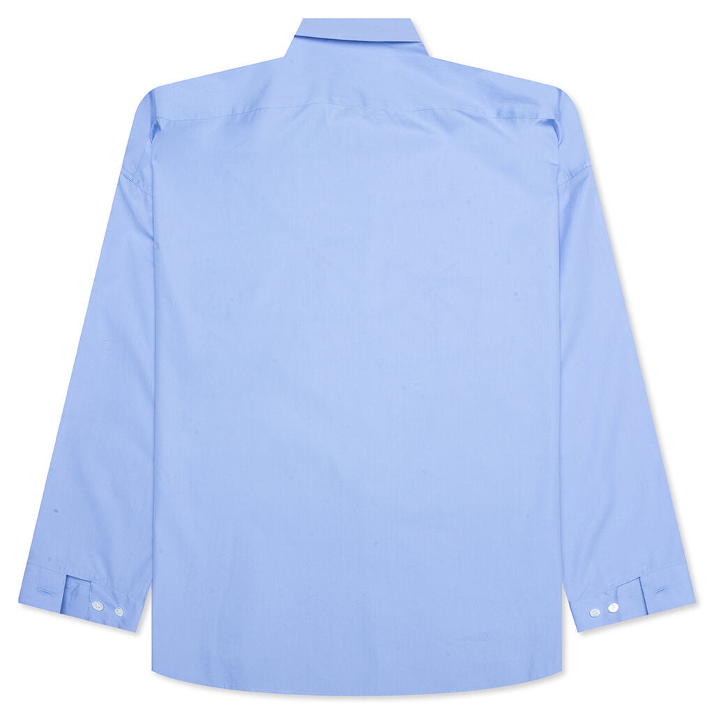 LIGHT BLUE ORGANIC POPLIN SHIRT WITH PEEPING LOGO - IRIS/BLUE - 2