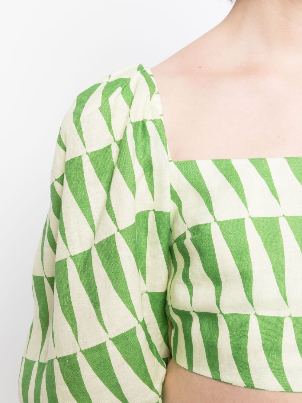 Sami geometric-print linen top - 5