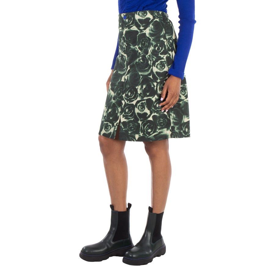 Burberry Floral Print Waxed Cotton Skirt - 4