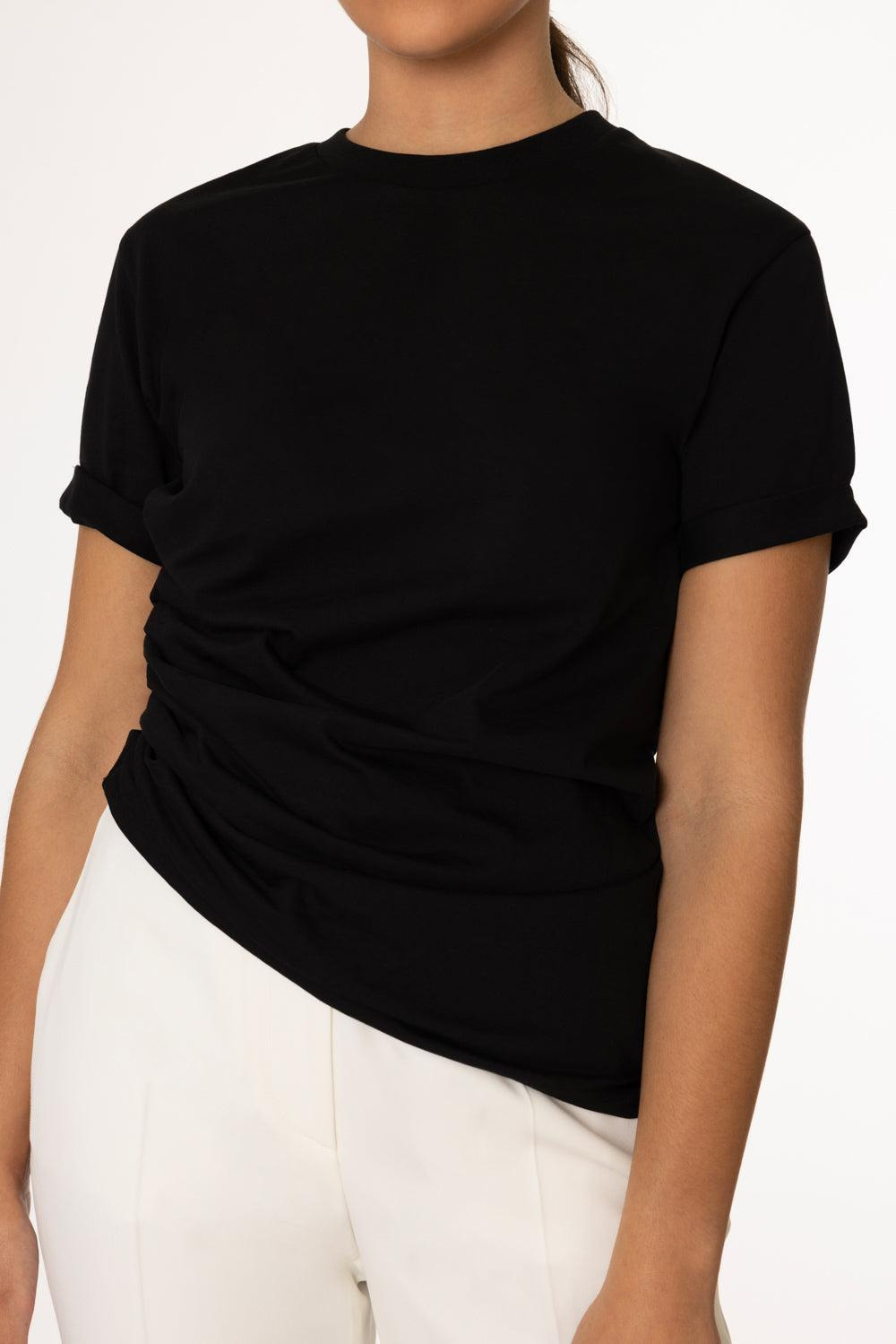 Gathered T-Shirt - Black - 3