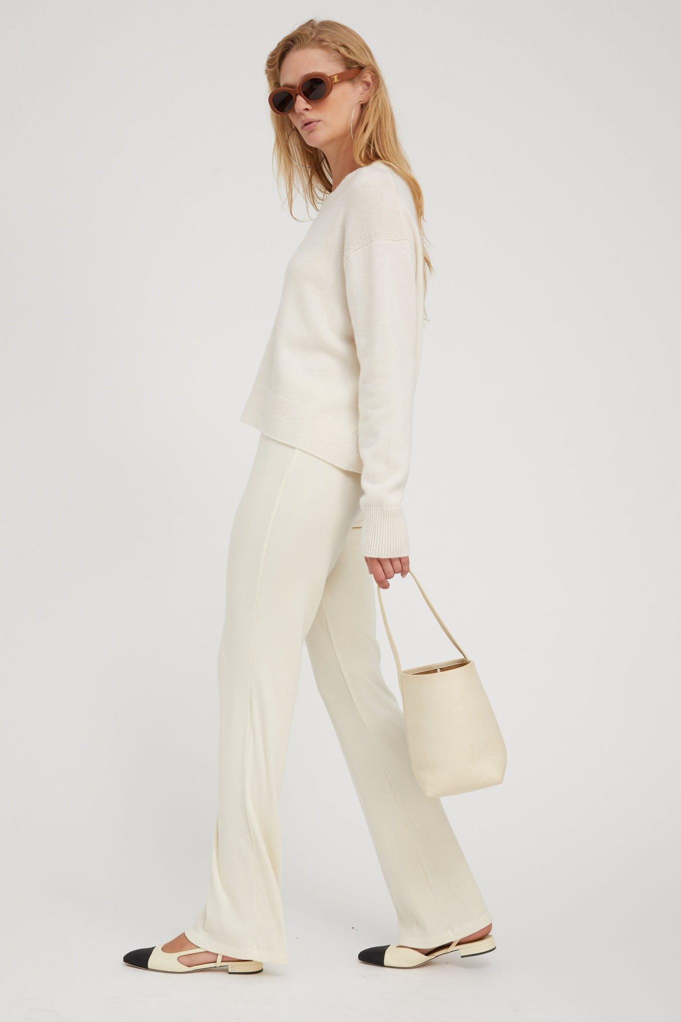 CHALK CASHMERE BOXY SWEATER - 4