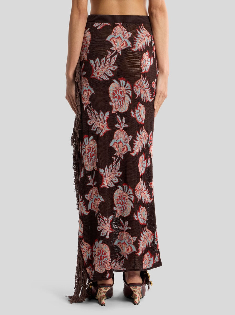 MAXI SKIRT IN COTTON-BLEND JACQUARD WITH FRINGING AND FLORAL MOTIF 5