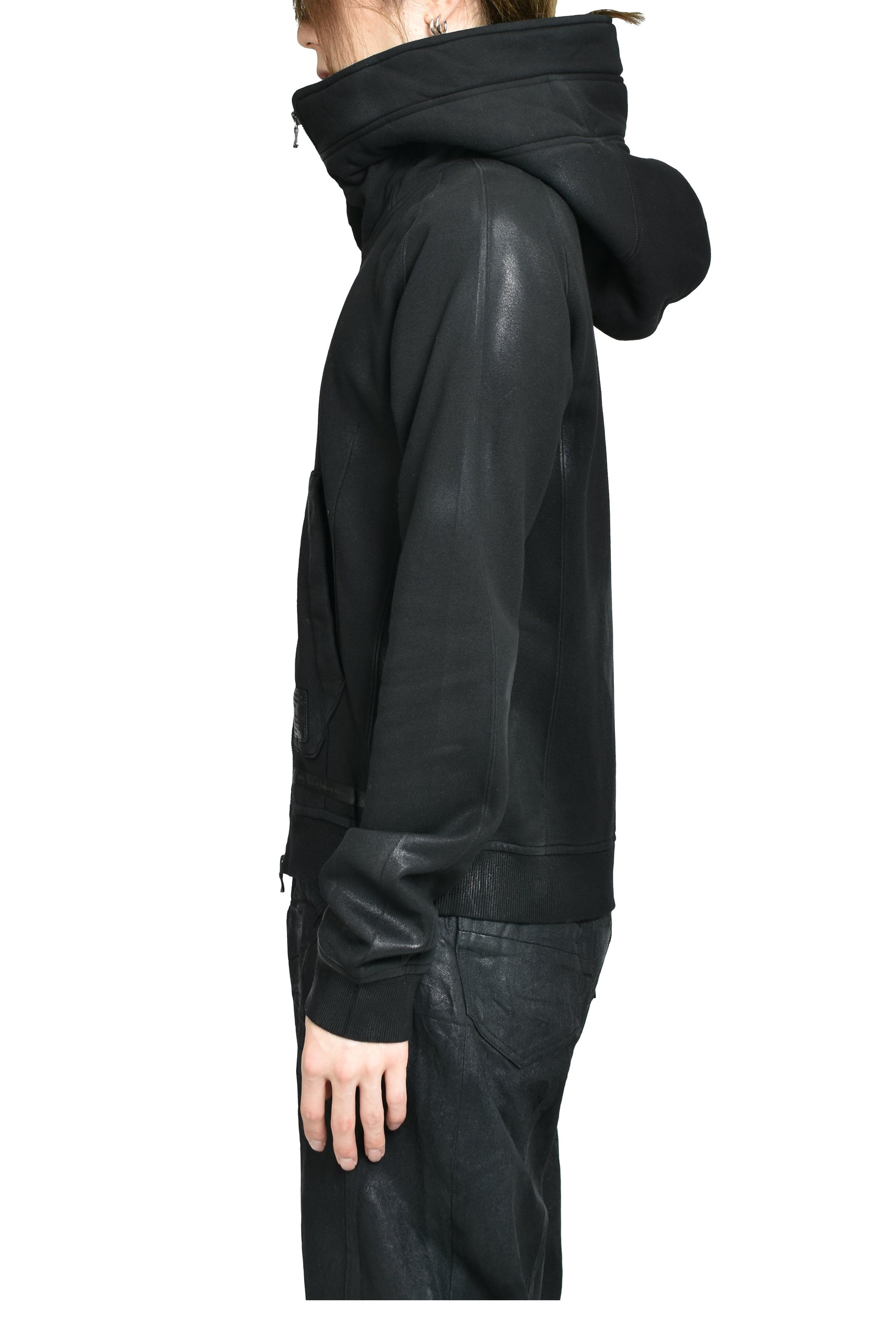 COATING ZIP UP HOODIE / BLK WAX - 3