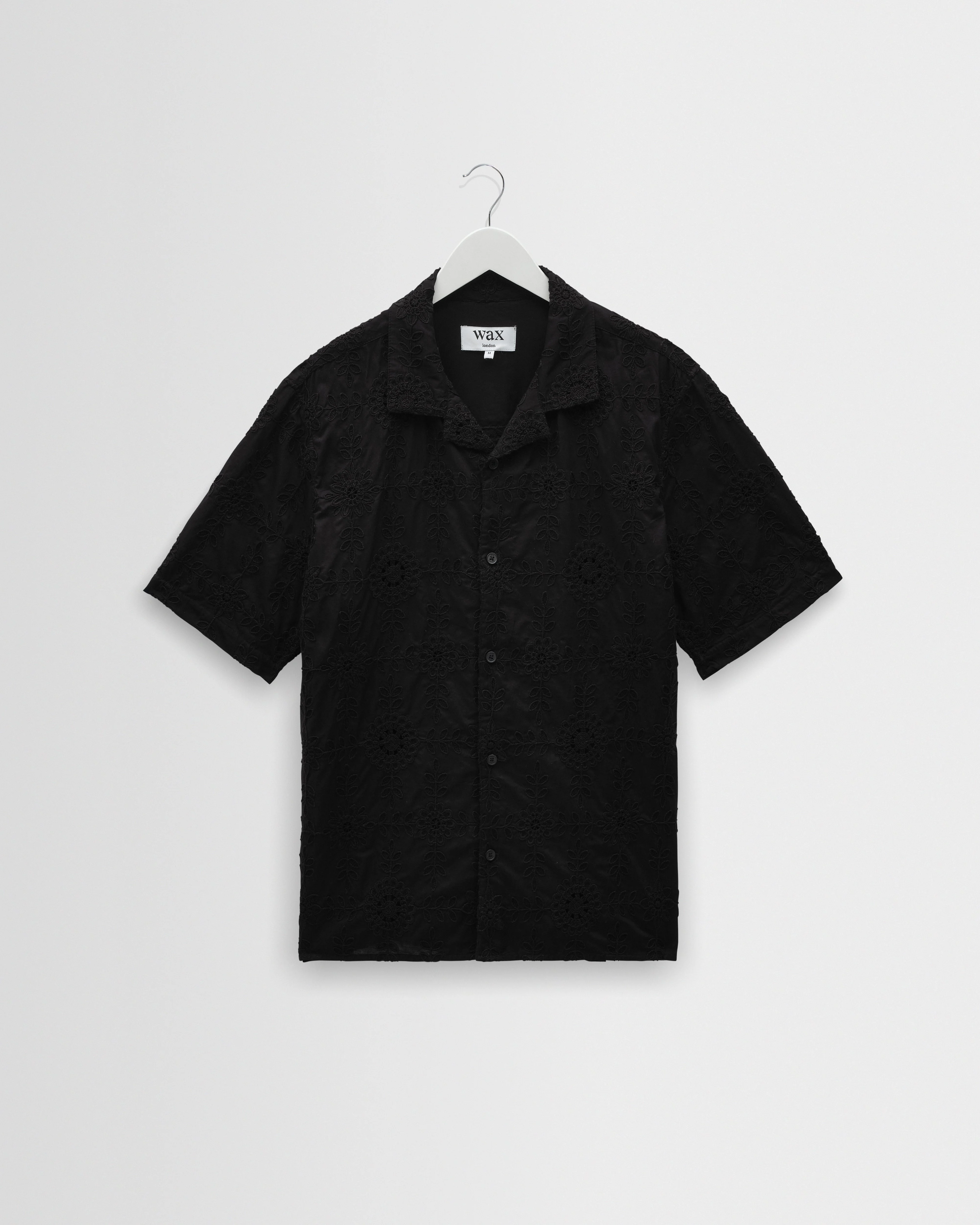 Didcot - Black Corded Lace Short-Sleeve Shirt - 1