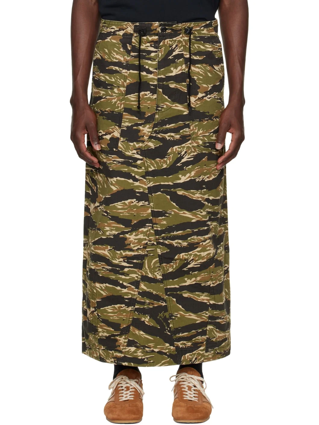 Khaki Cotton Ripstop Camo String Fatigue Skirt - 1