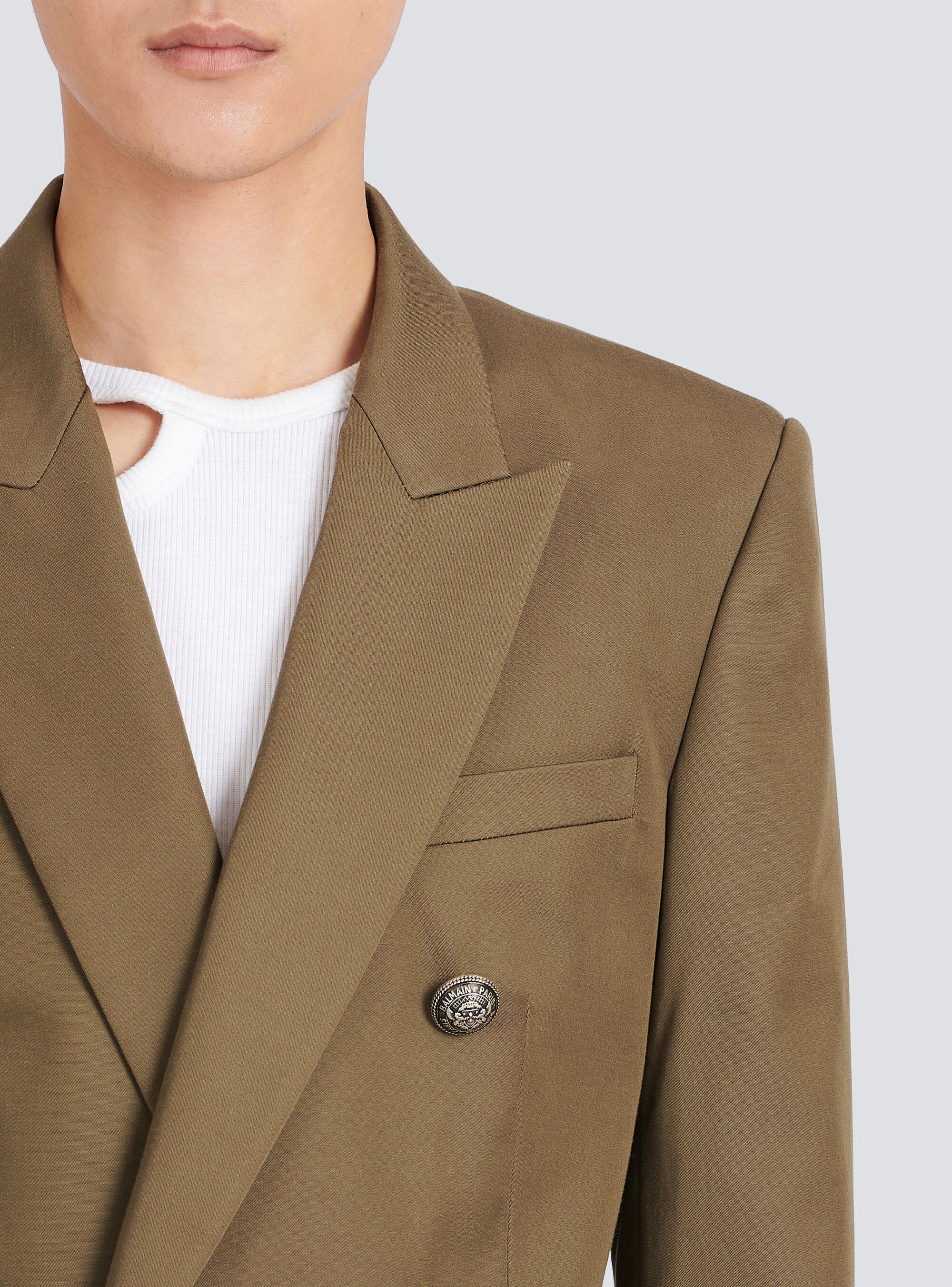 Cotton blazer with double-breasted silver-tone buttoned fastening - 8