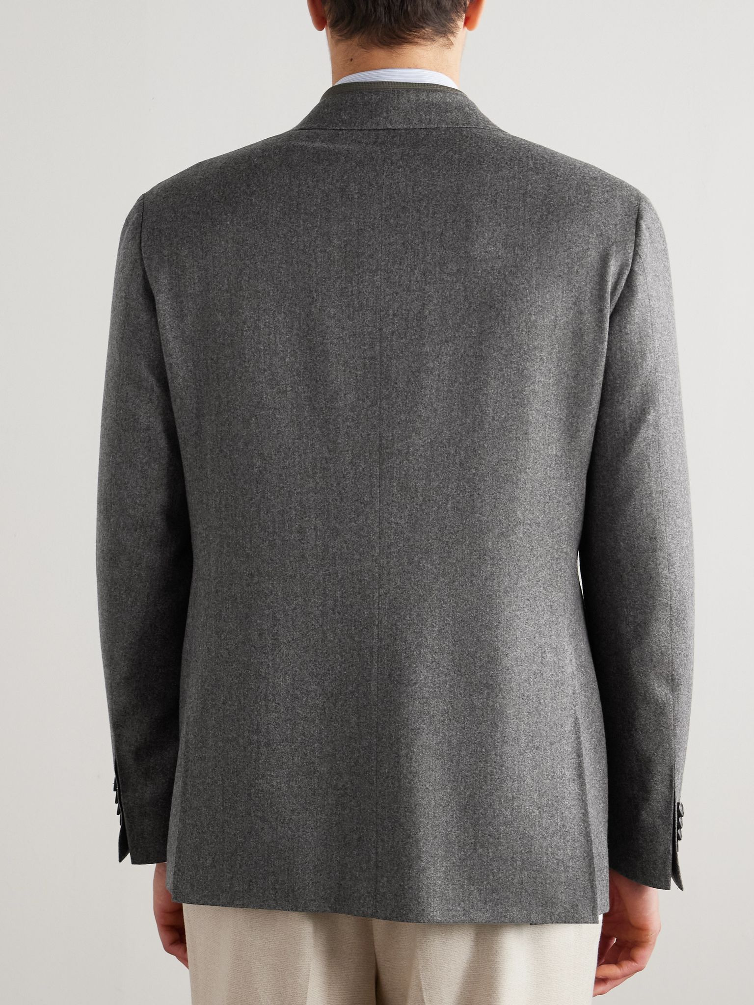 Impeccabile Double-Breasted Wool Suit Jacket Gray - 4
